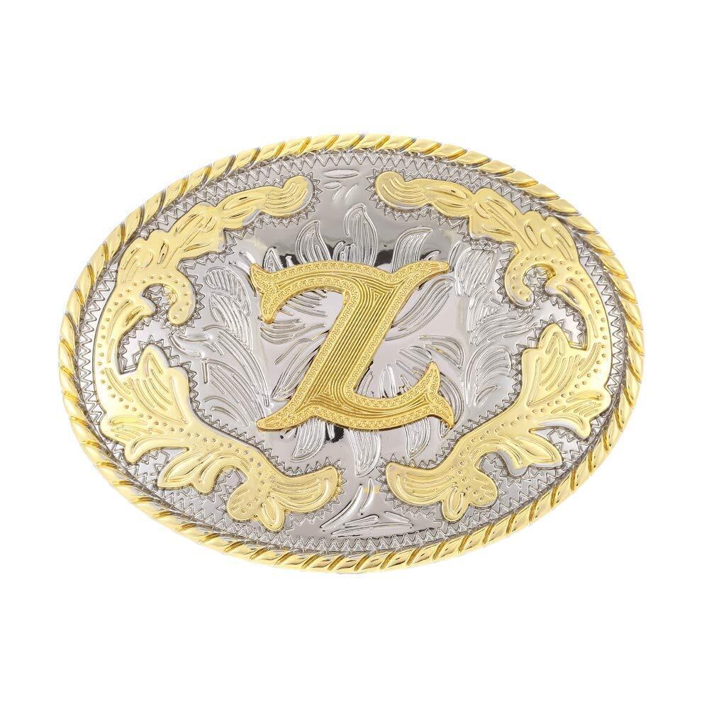 6227 Western Belt Buckle Initial Letters ABCDEFG to Y-Cowboy Rodeo Gold